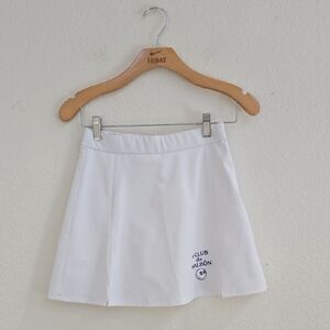 White Tennis Skirt with Blue Logo
